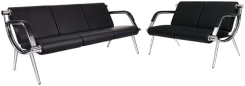 Kinfant Waiting Room Chair- Office Reception Furniture with Armrest and PU Leather Cushion, Office Guest Chair for Waiting Room Airport Hospital Bank Lobby, Black (Black, 2-seat+3-seat)
