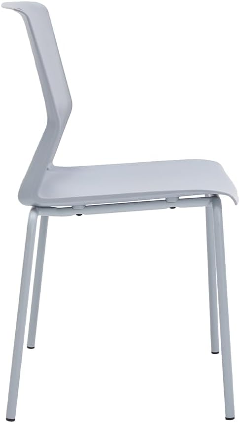 Grey Stackable Chairs Set of 4, Modern Office Guest Chair Wide Seat, Stackable Dining Chairs, Plastic Chair for Conference Room, Living Room, Waiting Area, Classroom.…