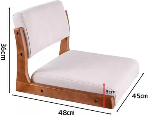 Japanese Floor Chair with Backrest, Meditation Sofa, Wooden Cushion for Indoor Relaxation, Designer Upholstered Seating, Versatile Balcony & Living Room Lounge Chair