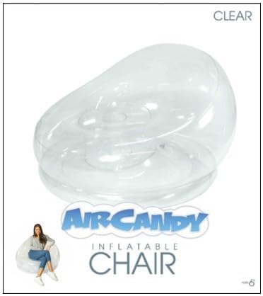 Air Candy Clear Inflatable Chair – 100% Waterproof PVC, Supports 250 lbs, Portable Floor Seating for Dorms, Camping & Gaming