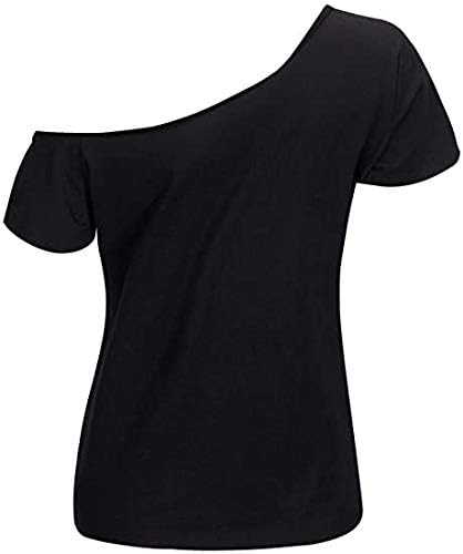 MAGICMK Women’s Short Lips Print Causal Off The Shoulder Plus Size T-Shirt Tops