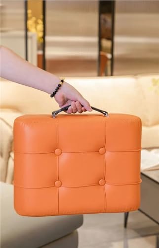 Portable Brown Footstool with Handle - Modern Under Desk Footrest, Comfortable Foot Rest for Living Room, Bedroom & Entryway - Stylish & Versatile Design