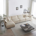 Aoowow Modular Sectional Sofa Modern Convertible L Shaped Couch,147.2 Inch Deep 4-Seater Sofas Set Comfy Chenille Cloud Sofas and Couches with Movable Ottoman for Living Room Apartment（Light Coffee）