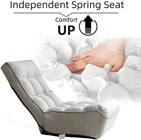 Floor Chair Single Lazy Sofa Leisure Balcony Reclining Japanese Tatami Adjustable Recliner with Ottoman for Living Room, Bedroom, Indoor Use (No Footstool, Gray)