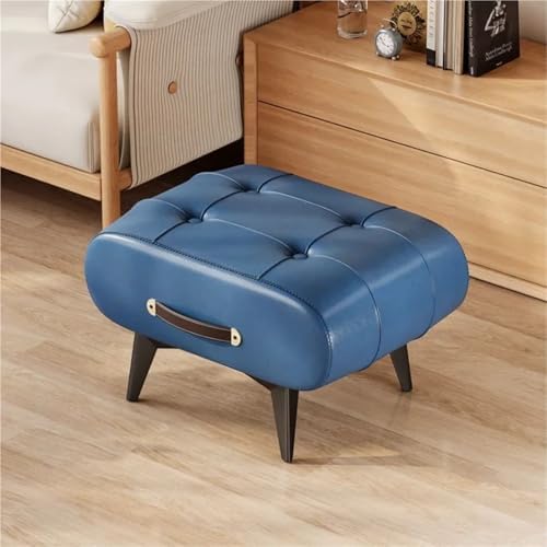 Portable Brown Footstool with Handle - Modern Under Desk Footrest, Stylish Living Room & Bedroom Foot Rest, Compact Foot Support for Entryway & Home Use