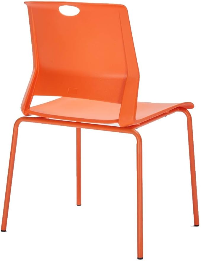 Stackable Chairs Set of 4, Office Waiting Room Chair Plastic Seat, Orange Stacking Chairs with Sturdy Metal Legs, Guest Chair for Conference Rooms, Churches, Living Rooms, Classrooms(Orange).