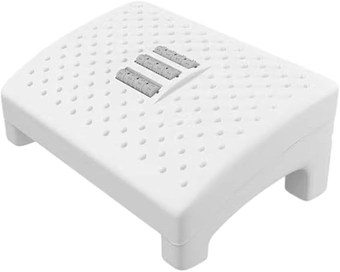 COHEALI Ergonomic Office Footstool White Plastic Foot Rest for Under Desk Use Compact Massage Footrest for Back and Neck Relief Household Foot Support for Adults