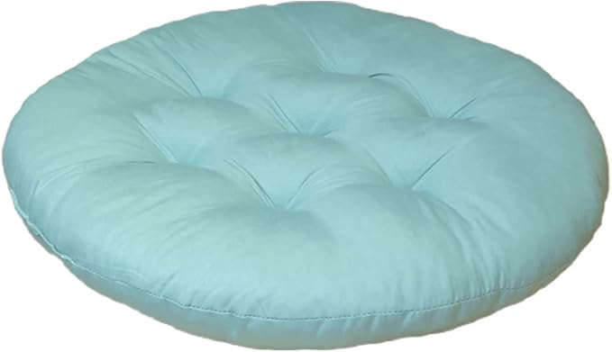 16 Inch Round Chair Seat Pad Thick Tatami Plaid Style Comfortable Floor Seat Cushion Soft Chair Mat for Office Bedroom Living Room Kitchen, Sky Blue