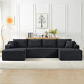 134" Modular Cloud Sectional Sleeper Sofa Couch for Living Room, U Shaped 6 Seat Sofa with 2 Storage Pockets, 2 Pillows & 2 Cup Holders, No Assembly Required, Dark Gray