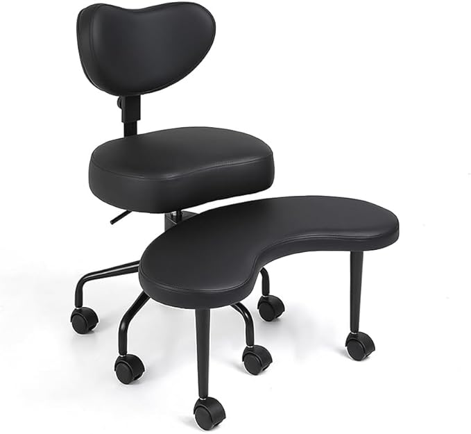 Pipersong Meditation Cross Legged Chair PRO, ADHD Chair with Height Adjustable Backrest, Criss Cross Desk Use with Footrest and Wheels for Home Office, Flexible Design for Fidgety Sitters, Black