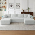 134" Modular Cloud Sectional Sleeper Sofa Couch for Living Room, U Shaped 6 Seat Sofa with 2 Storage Pockets, 2 Pillows & 2 Cup Holders, No Assembly Required (Light Gray)