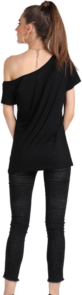 MAGICMK Women’s Short Lips Print Causal Off The Shoulder Plus Size T-Shirt Tops