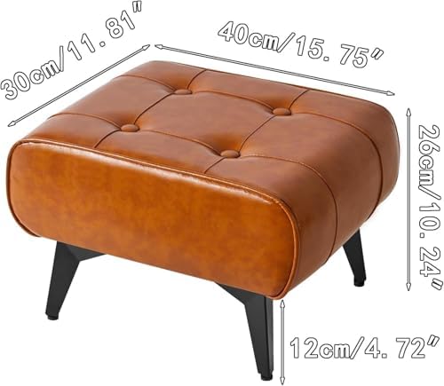 Portable Brown Footstool with Handle - Modern Under Desk Footrest, Stylish Living Room & Bedroom Foot Rest, Compact Foot Support for Entryway & Home Use