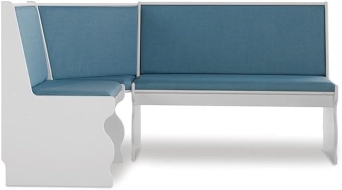 Riverbay Patio Conversation Indoor 3 Piece Kitchen Corner Nook Table Booth Bench Breakfast Dining Set in Capri Blue