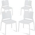 White Stackable Chairs Set of 4, Modern Office Guest Chair Wide Seat, Stackable Dining Chairs, Plastic Chair for Conference Room, Living Room, Waiting Area, Classroom.