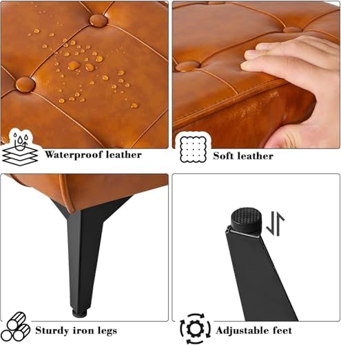 Portable Brown Footstool with Handle - Modern Under Desk Footrest for Living Room, Bedroom & Entryway - Versatile Foot Rest with Legs for Comfort & Style