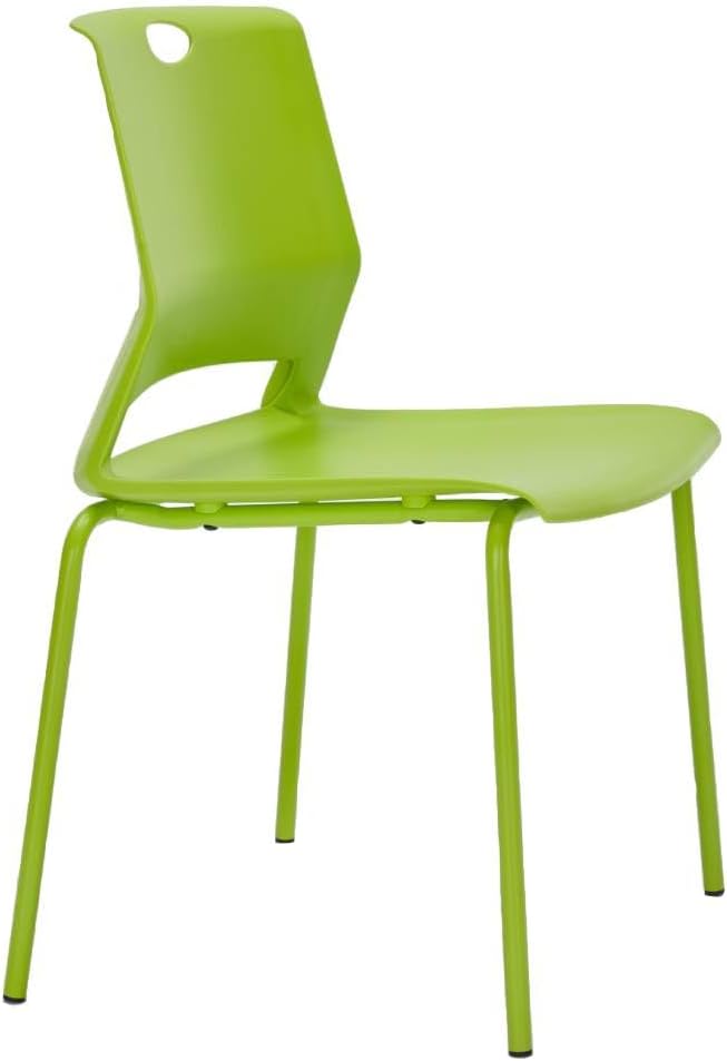 Stackable Chairs Set of 4, Office Waiting Room Chair Plastic Seat, Green Stacking Chairs with Sturdy Metal Legs, Guest Chair for Conference Rooms, Churches, Living Rooms, Classrooms(Green).