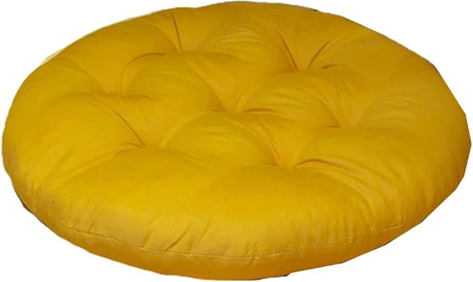 16 Inch Round Chair Seat Pad Thick Tatami Plaid Style Comfortable Floor Seat Cushion Soft Chair Mat for Office Bedroom Living Room Kitchen, Ginger