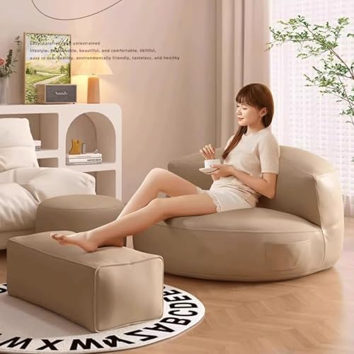 Bean Bag Chairs for Adults, Faux Leather Bean Bag Sofa, Ergonomic Support & Easy Clean with Wet Wipes, DIY Filling for Living Room, Bedroom, Garden Floor Seating (E)