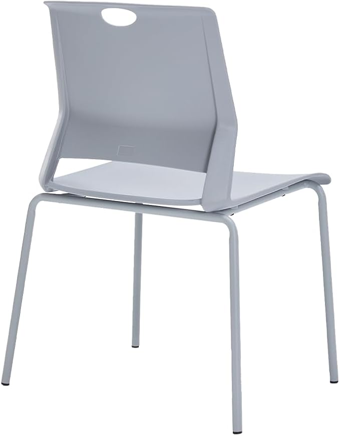 Grey Stackable Chairs Set of 4, Modern Office Guest Chair Wide Seat, Stackable Dining Chairs, Plastic Chair for Conference Room, Living Room, Waiting Area, Classroom.…