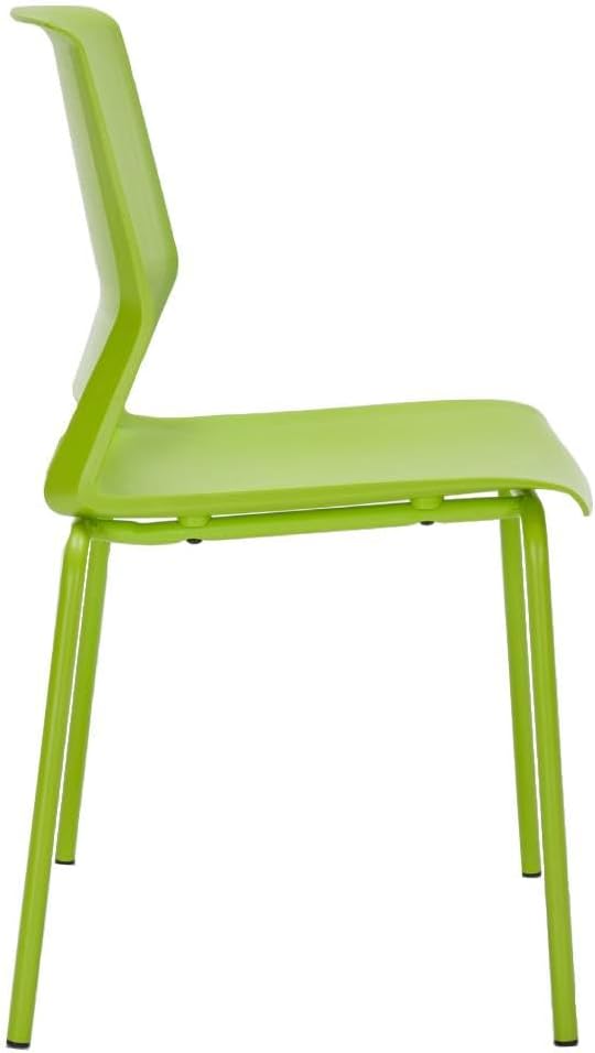Stackable Chairs Set of 4, Office Waiting Room Chair Plastic Seat, Green Stacking Chairs with Sturdy Metal Legs, Guest Chair for Conference Rooms, Churches, Living Rooms, Classrooms(Green).
