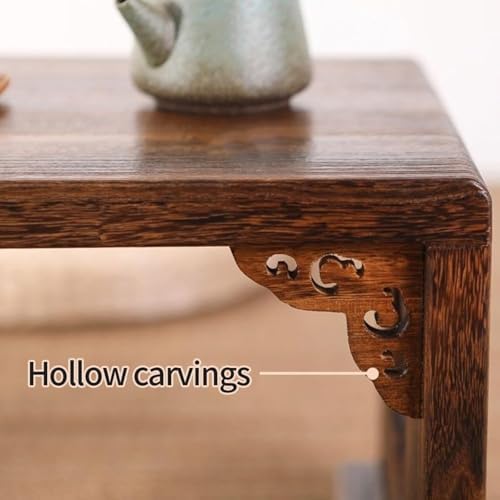 Japanese Low Floor Table - Solid Wood Coffee & Tea Table, 60cm Meditation Table for Living Room, Multi-Purpose Design, Ideal for Small Spaces