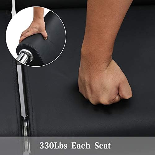 Kinfant Waiting Room Chair- Office Reception Furniture with Armrest and PU Leather Cushion, Office Guest Chair for Waiting Room Airport Hospital Bank Lobby, Black（7 Seat）