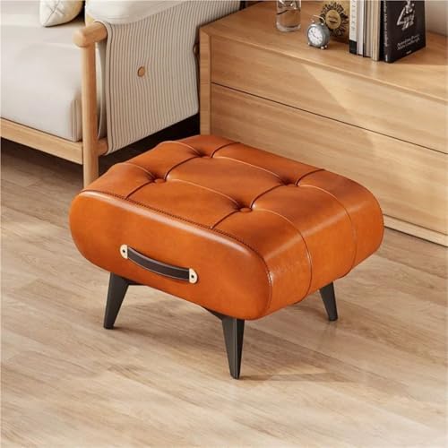 Portable Brown Footstool with Handle - Modern Under Desk Footrest for Living Room, Bedroom & Entryway - Versatile Foot Rest with Legs for Comfort & Style
