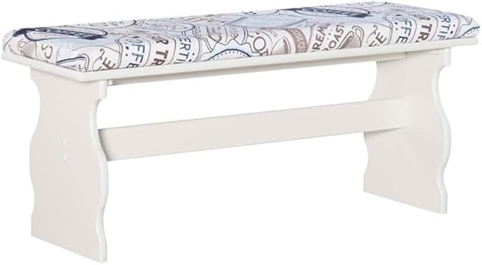 Riverbay Furniture Transitional Wood & Fabric Upholstered Corner Nook Dining Set with Table & Bench & Corner Unit, Some Assembly Required, Seats Up to 5 People, in White Finish