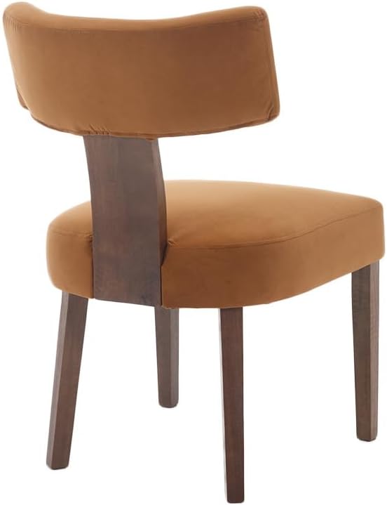 RIVOVA Velvet Dining Chairs Set of 4 Modern Dining Chair with Wood Legs, Upholstered Dining Chairs for Dining Room, Kitchen, Vanity, Living Room, Yellow Brown