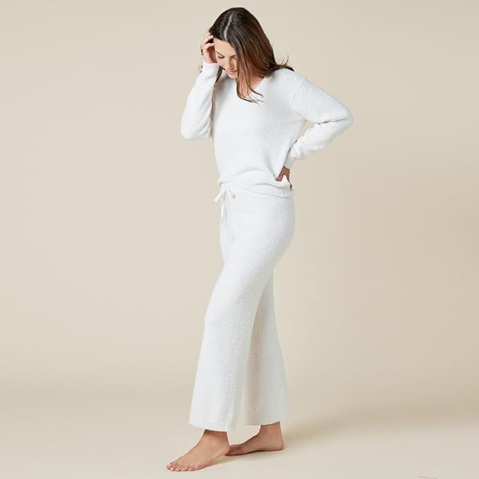 Softies Marshmallow V Neck Lounge Set for Women Ultra Soft 2 Piece Loungewear with Relaxed Top and Straight Leg Pants