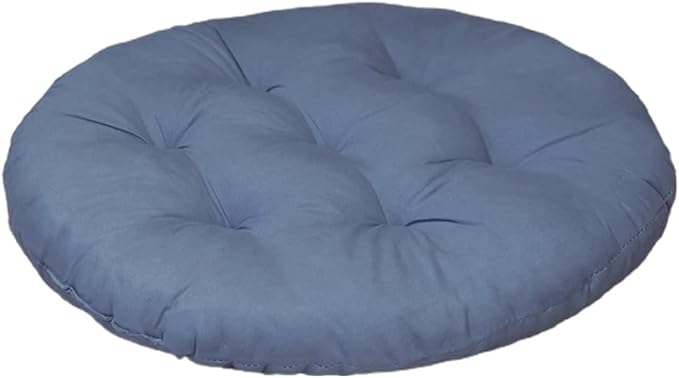 16 Inch Round Chair Seat Pad Thick Tatami Plaid Style Comfortable Floor Seat Cushion Soft Chair Mat for Office Bedroom Living Room Kitchen, Blue Grey