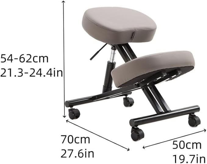 ShdiMcma Ergonomic Chair Kneeling Chairs, Leather Fabric Knee Chair with Universal Wheel, 4 Stage Height Adjustment Meditation Chair, Movable Posture Chair for Office, Study