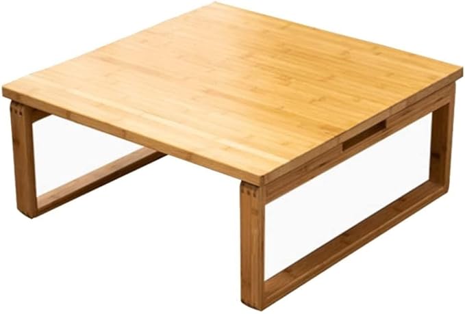 Foldable Low Japanese-Style Coffee Table - Square, Kids Art & Meditation Table, for Tatami Bedroom & Bay Window (Size: 27.6 * 27.6 * 12.2in)