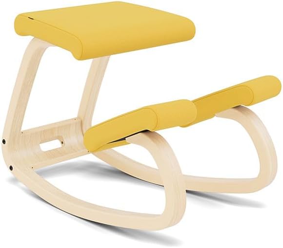 Varier Variable Natural/Yellow Ergonomic Office Kneeling Chair – Active Sitting, Rocking Seat for Home, Study & Posture Support – 10 Year Quality Guarantee