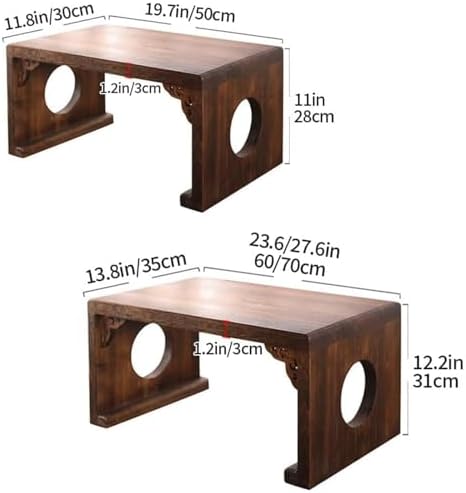 Japanese Low Floor Table - Solid Wood Coffee & Tea Table, 60cm Meditation Table for Living Room, Multi-Purpose Design, Ideal for Small Spaces