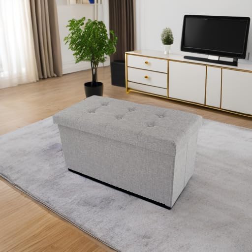 Lavish Home Storage Ottoman ' Folding Foot Rest Toy Chest or Shoe Bench Organizer with Removable Bin