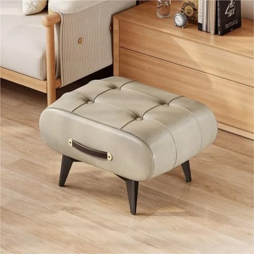 Modern Portable Footstool with Handle, Under Desk Footrest for Living Room, Bedroom & Entryway, Stylish Brown Foot Rest with Legs for Comfort & Support