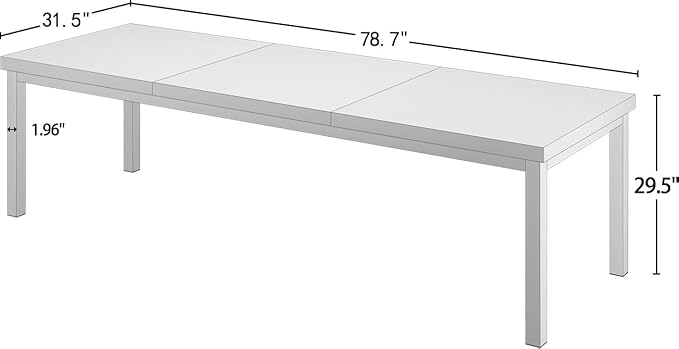78.7 Inch Large Computer Desk, Modern Table with Thick Tabletop, Spacious Gaming Desk for 2 People, Study Writing Workstation for Home Office, Work from Home, White