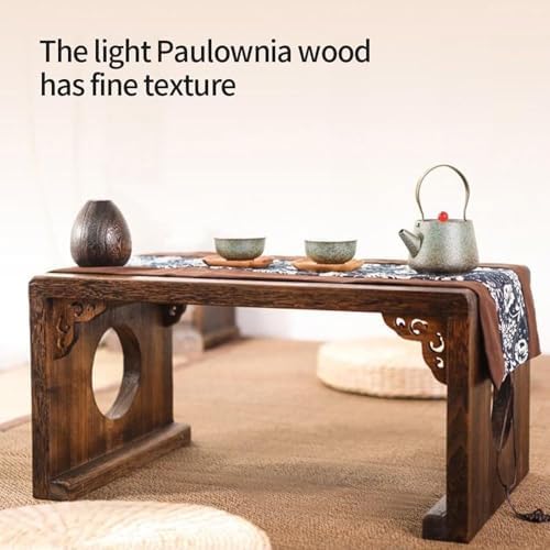 Japanese Low Floor Table - Solid Wood Coffee & Tea Table, 60cm Meditation Table for Living Room, Multi-Purpose Design, Ideal for Small Spaces