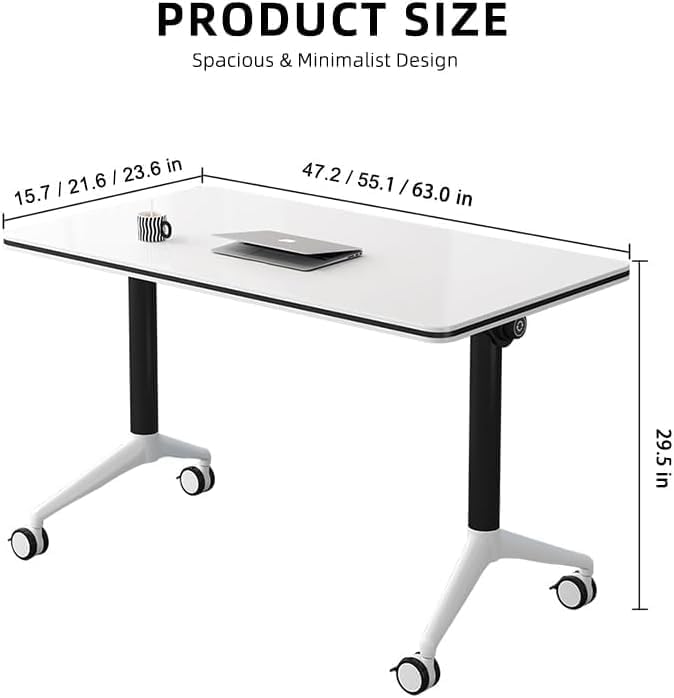 JQUZPCV Conference Table Foldable Meeting Tables, Mobile Training Table with Wheels, Flip Top Rolling Seminar Meeting Table for Office,Meeting Room,classr (Original Wood Color, 55.1×23.6×29.5in)