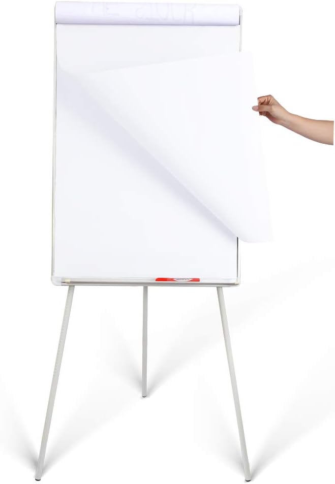 DexBoard Whiteboard Easel 36" x 24" Height Adjustable, Magnetic Dry Erase Board with Tripod Stand, Portable Presentation Easel Includes Flip Chart Paper Pad (25 Sheets), Magnets & Eraser