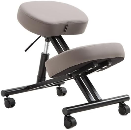 ShdiMcma Ergonomic Chair Kneeling Chairs, Leather Fabric Knee Chair with Universal Wheel, 4 Stage Height Adjustment Meditation Chair, Movable Posture Chair for Office, Study