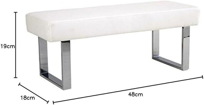 Armen Living Amanda Bench in White and Chrome Finish 48"x18"x19"