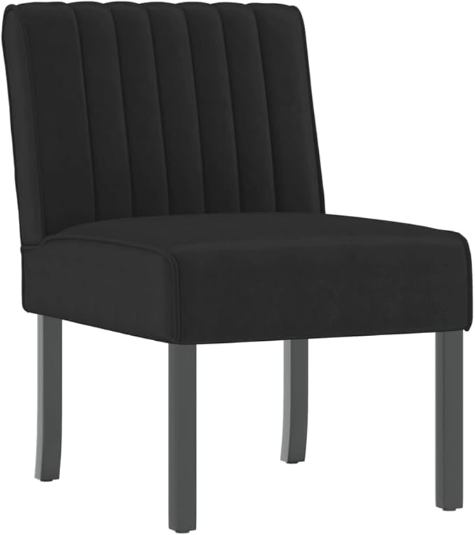 YAFF Black Velvet Slipper Chair - Luxurious and Comfortable Accent Seating with Soft Velvet Upholstery, Solid Wood Legs, Ideal for Relaxation in Modern Living Rooms and Bedrooms