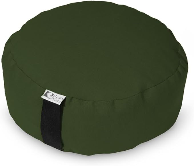 BEAN PRODUCTS Zafu Meditation Pillows for Sitting on Floor, Yoga Cushion, Cotton/Buckwheat fill Yoga Pillow, Zafu Meditation Cushion, Zen Kneeling Prayer Pad- MADE IN USA - 14" ROUND - EARTH