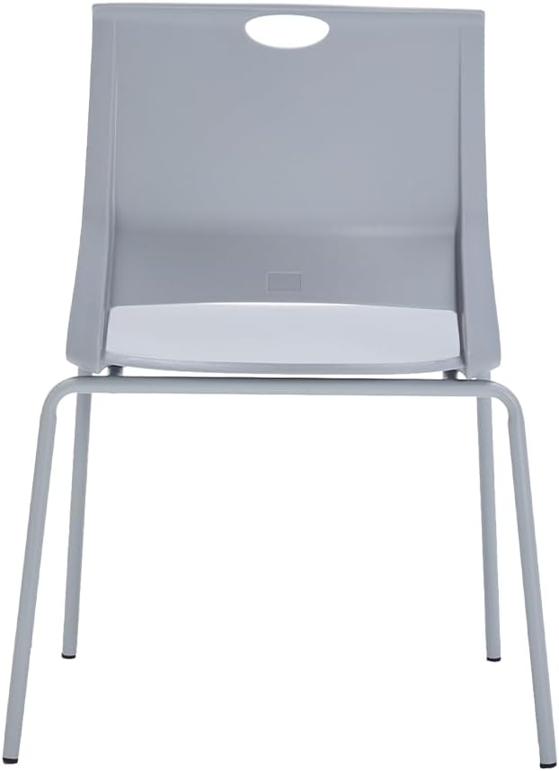 Grey Stackable Chairs Set of 4, Modern Office Guest Chair Wide Seat, Stackable Dining Chairs, Plastic Chair for Conference Room, Living Room, Waiting Area, Classroom.…