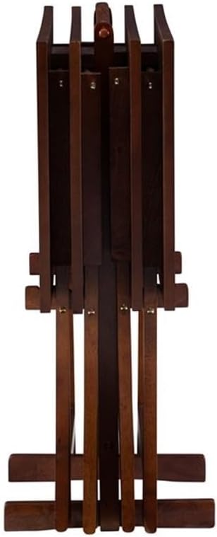 Pemberly Row Transitional Solid Wood Five Piece Tray Table Set in Hazelnut Brown