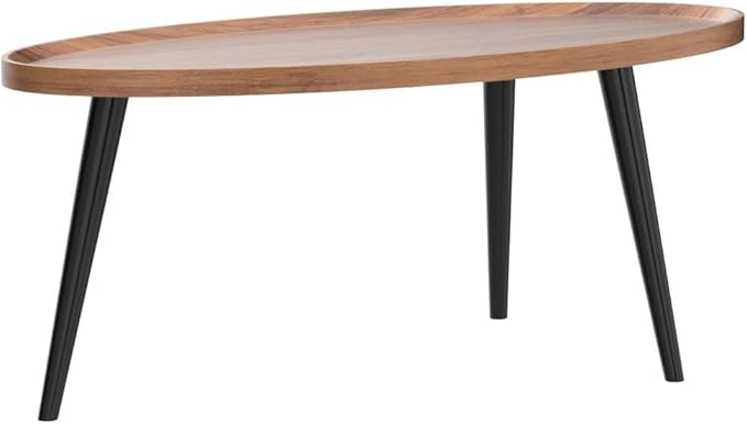 CraftThink Coffee Table, Modern Small Coffee Table with 3 Legs, Wooden Cocktail Table Farmhouse Retro Accent Center Table Side End Table for Living Room Easy Assembly, Brown 15" H x 31.5" L x 21.5" W