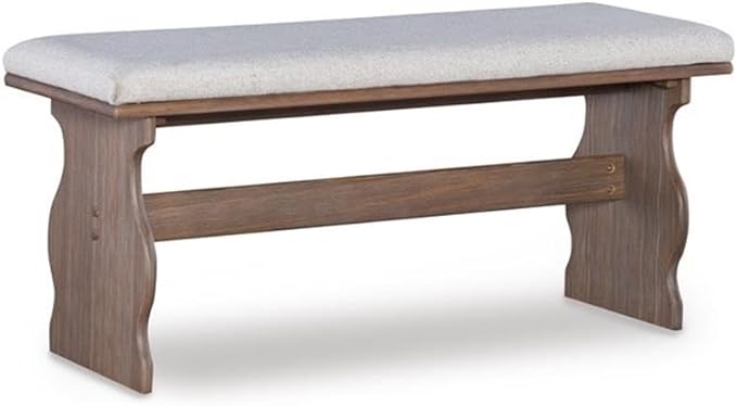 Riverbay Furniture Patio Conversation Indoor 3 Piece Kitchen Breakfast Corner Table Booth Bench Natural Fabric Upholstered Dining Nook Set in Brown